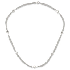 Sterling Silver Polished Multi-strand Beaded 18in Necklace