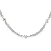 Sterling Silver Polished Multi-strand Beaded 18in Necklace