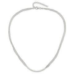 Sterling Silver Polished Multi-Strand 18in w/2in ext. Tube Necklace