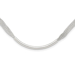 Sterling Silver Polished Multi-Strand 18in w/2in ext. Tube Necklace