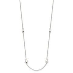 Sterling Silver Polished Fancy Beaded Link 18in Necklace