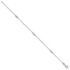 Sterling Silver Polished Fancy Beaded Link 7.5in Bracelet