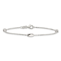 Sterling Silver Polished Fancy Beaded Link 7.5in Bracelet