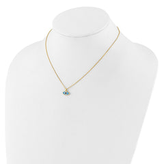 Sterling Silver Gold-plated Enamel Evil Eye w/1in ext. Necklace
