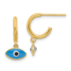 Sterling Silver Gold-plated Enamel Evil Eye Post Hoop Earrings