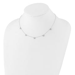 Sterling Silver RH-plated w/Micro Pave CZ Hearts 16in w/2in ext Necklace