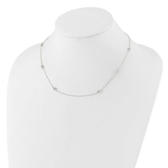 Sterling Silver Polished CZ 6 Station with 2in ext Necklace - 2