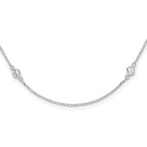 Sterling Silver Polished CZ 6 Station with 2in ext Necklace - 2
