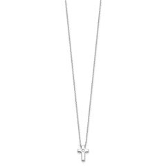 Sterling Silver Rhodium-plated CZ Cross 13in w/2in ext. Necklace