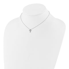 Sterling Silver Rhodium-plated CZ Cross 13in w/2in ext. Necklace