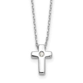 Sterling Silver Rhodium-plated CZ Cross 13in w/2in ext. Necklace
