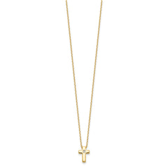 Sterling Silver Gold-tone CZ Cross 13in w/2in ext. Necklace