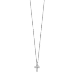 Sterling Silver Rhodium-plated CZ Crosses 16in w/2in ext. Necklace