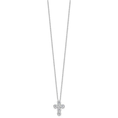 Sterling Silver Rhodium-plated CZ Cross 16in w/2in ext Necklace