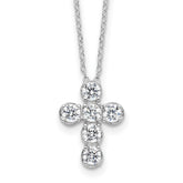 Sterling Silver Rhodium-plated CZ Cross 16in w/2in ext Necklace