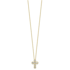 Sterling Silver Gold-tone CZ Cross 16in w/2in ext Necklace