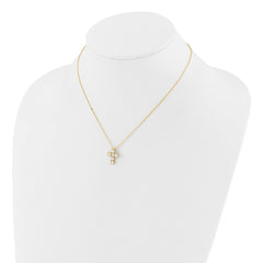 Sterling Silver Gold-tone CZ Cross 16in w/2in ext Necklace
