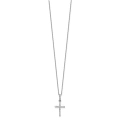 Sterling Silver Rhodium-plated CZ Cross 18in Necklace