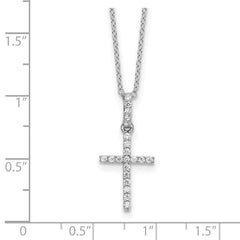 Sterling Silver Rhodium-plated CZ Cross 18in Necklace