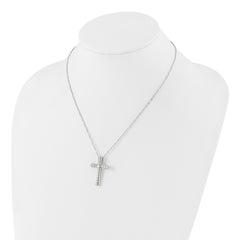 Sterling Silver Rhodium-plated CZ Cross 18in w/2in ext. Necklace