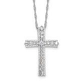 Sterling Silver Rhodium-plated CZ Cross 18in w/2in ext. Necklace