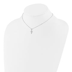 Sterling Silver Rhodium-plated CZ 13in w/2in ext. Necklace