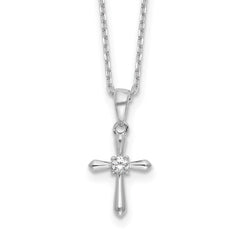 Sterling Silver Rhodium-plated CZ 13in w/2in ext. Necklace