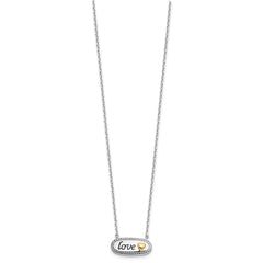 Sterling Silver w/14k accent Rh-plated Enamel LOVE w/2in. ext Necklace