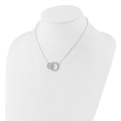 Sterling Silver Rh-plated CZ Interlocking Circles w/1.75in ext Necklace