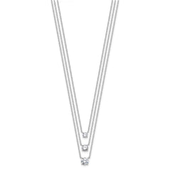 Sterling Silver Rhodium-plated CZ 3-Strand 14.5in w/2in ext Necklace