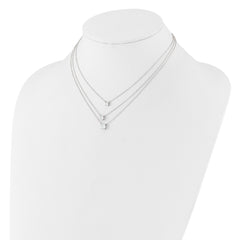 Sterling Silver Rhodium-plated CZ 3-Strand 14.5in w/2in ext Necklace