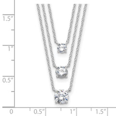 Sterling Silver Rhodium-plated CZ 3-Strand 14.5in w/2in ext Necklace