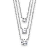 Sterling Silver Rhodium-plated CZ 3-Strand 14.5in w/2in ext Necklace