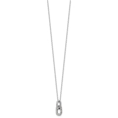 Sterling Silver Rhodium-plated with Micro Pave CZ 16in w/2in ext Necklace