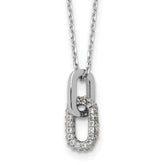 Sterling Silver Rhodium-plated with Micro Pave CZ 16in w/2in ext Necklace