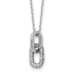 Sterling Silver Rhodium-plated with Micro Pave CZ 16in w/2in ext Necklace
