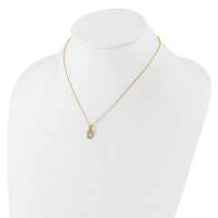 Sterling Silver Gold-tone with Micro Pave CZ 16in w/2in ext Necklace