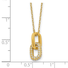 Sterling Silver Gold-tone with Micro Pave CZ 16in w/2in ext Necklace