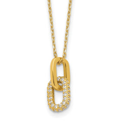 Sterling Silver Gold-tone with Micro Pave CZ 16in w/2in ext Necklace