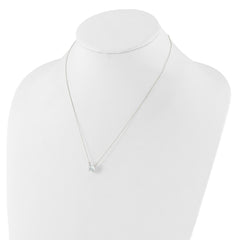 Sterling Silver Rhodium-plated Polished Round 8mm CZ Necklace