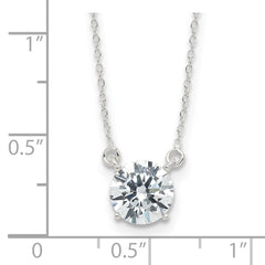 Sterling Silver Rhodium-plated Polished Round 8mm CZ Necklace