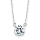 Sterling Silver Rhodium-plated Polished Round 8mm CZ Necklace
