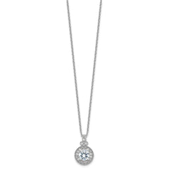 Sterling Silver Rhodium-plated Fancy Beaded CZ with 2in ext Necklace