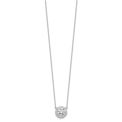 Sterling Silver Rhodium-plated 8mm CZ 16in w/2in ext. Necklace