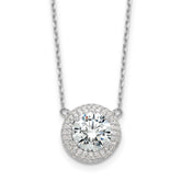 Sterling Silver Rhodium-plated 8mm CZ 16in w/2in ext. Necklace
