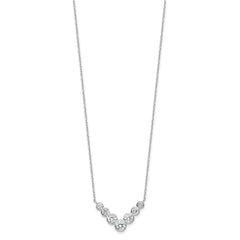 Sterling Silver Rhodium-plated 7 Bezel Set CZ 18in w/2in ext. Necklace