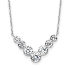 Sterling Silver Rhodium-plated 7 Bezel Set CZ 18in w/2in ext. Necklace