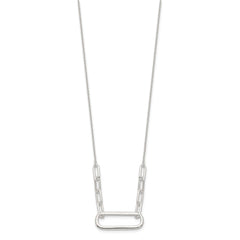 Sterling Silver E-coated Large Paperclip Link Center 17.5in Necklace