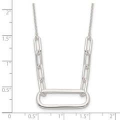 Sterling Silver E-coated Large Paperclip Link Center 17.5in Necklace