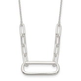 Sterling Silver E-coated Large Paperclip Link Center 17.5in Necklace